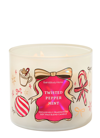 Ароматизована свічка на 3 гноти Bath & Body Works Twisted Peppermint 00467 фото