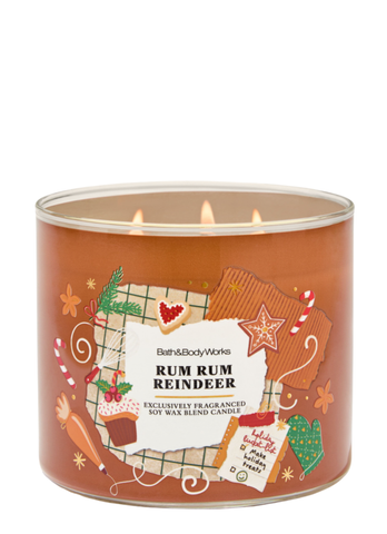 Ароматизована свічка на 3 гноти Bath & Body Works Rum Rum Reindeer 04674 фото