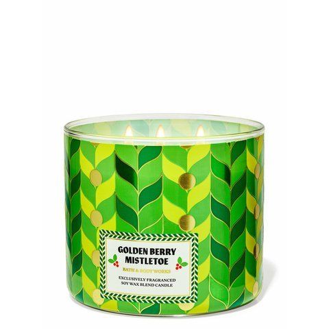 Ароматизована свічка на 3 гноти Bath & Body Works Golden Berry Mistletoe KV2266 фото