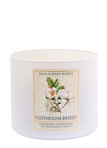 Ароматизована свічка на 3 гноти Bath & Body Works Clothesline Breeze 05305 фото