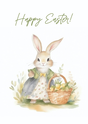 Листівка Happy Easter! &ldquo;Зайчик з кошиком&rdquo; 05584 фото