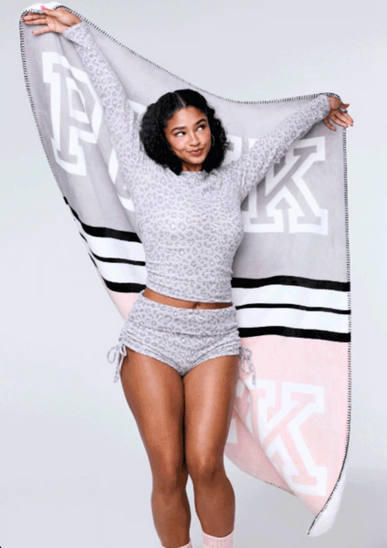 Плед PINK Victoria`s Secret Cozy Plush Blanket Pink & Gray 04371 фото